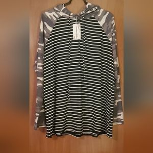 Southern Stitches Hooded Striped Top
